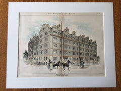 Randolph Hall, Cambridge, MA, 1898, Coolidge & Wright, Hand Colored Original -