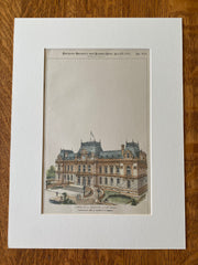 Hotel de la Prefecture, Lyon, France, 1893, Hand Colored Original -