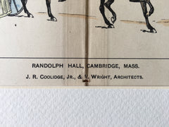 Randolph Hall, Cambridge, MA, 1898, Coolidge & Wright, Hand Colored Original -