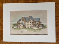 House for Wendell & Smith at Overbrook, PA, 1893, Hand Colored Original -