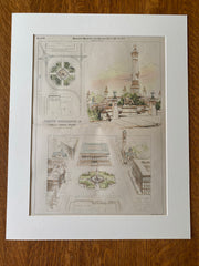 Copley Square, Boston, MA, 1893, W G Preston, Hand Colored Original -