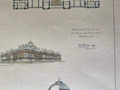 Museum of Arts & Sciences, Brooklyn, NY, 1893, Hand Colored Original -