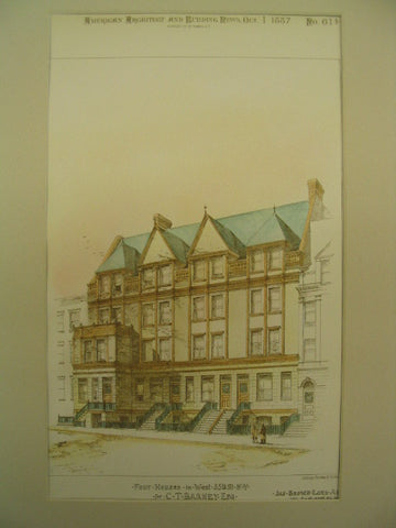 Four Houses in West 55th Street for C. T. Barney, New York, NY, 1887, James Brown Lord