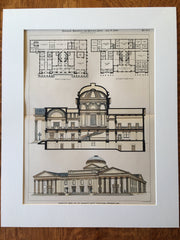 Worcester County Court House, MA, 1898, L W Briggs, Original Hand Colored -