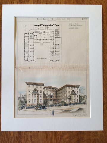 Lend A Hand Hospital, Williams Street, Roxbury, MA, 1898, Original Hand Colored -