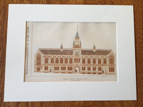 Municipal Buildings, Oxford, England, UK, 1898, G W Webb, Original Hand Colored -