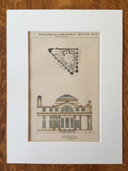 Peoples Bank, Greene Ave Elevation, Brooklyn, NY, 1898, Original Hand Colored -