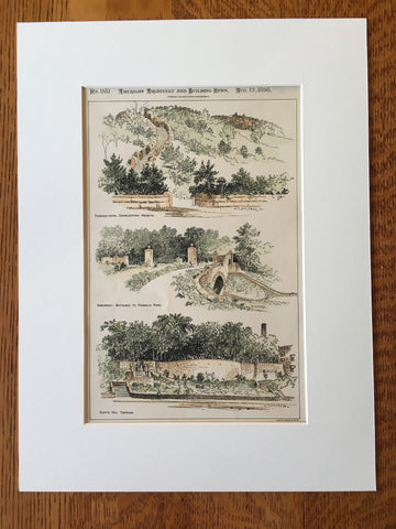 Boston Parks; Charleston, Franklin, Copp's Hill, MA, 1898, Original Hand Colored -