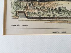 Boston Parks; Charleston, Franklin, Copp's Hill, MA, 1898, Original Hand Colored -