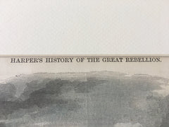 Sinking of Keokuk, Harpers History Great Rebellion, 1863, Hand Colored Original -
