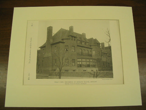 Rear View, Residence of Emmons Blaine, Chicago, IL, 1890, Shepley, Rutan & Coolidge