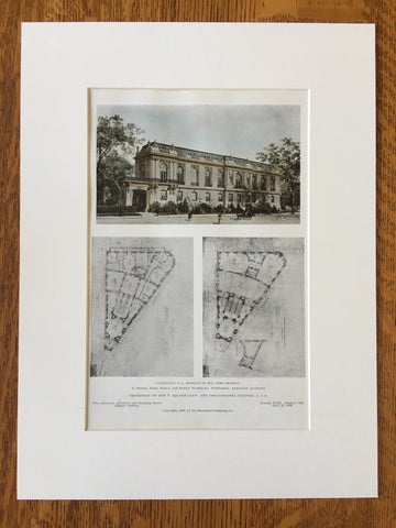 Perry Belmont Residence, Washington DC, 1908, Hand Colored Original -