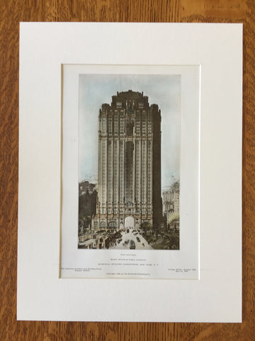 Municipal Building, New York, NY, 1908, Howells & Stokes, Hand Colored Original -