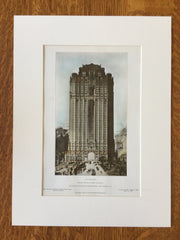 Municipal Building, New York, NY, 1908, Howells & Stokes, Hand Colored Original -