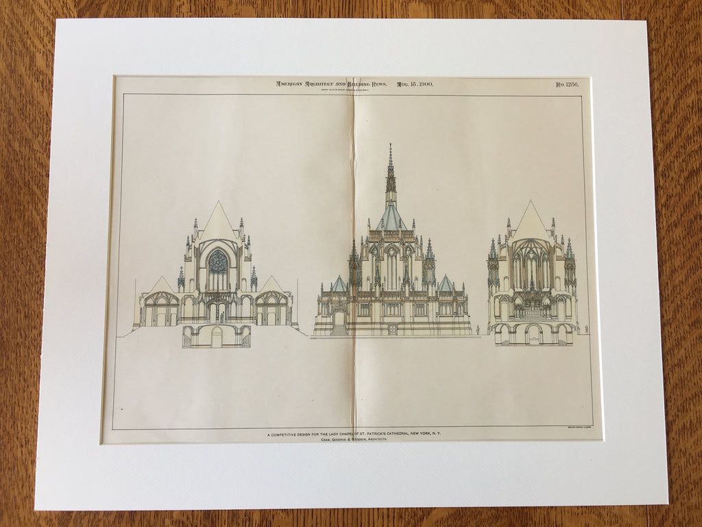 Lady Chapel St Patricks Cathedral, 3 views, New York, NY, 1900, Hand Colored Original -
