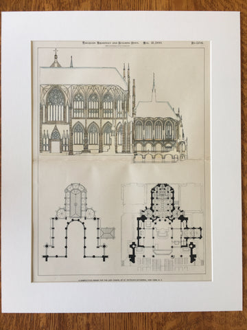 Lady Chapel, St Patrick's Cathedral, New York, NY, 1900, Hand Colored Original -