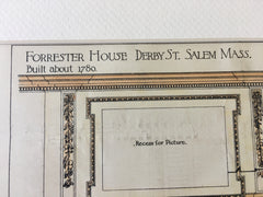 Forrester House, Derby St, Salem, MA, 1886, Original Hand Colored -