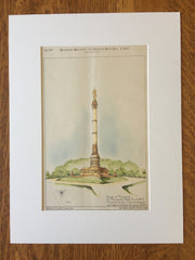 Monument, Monmouth Battle Field, NJ, 1883, Original Hand Colored -