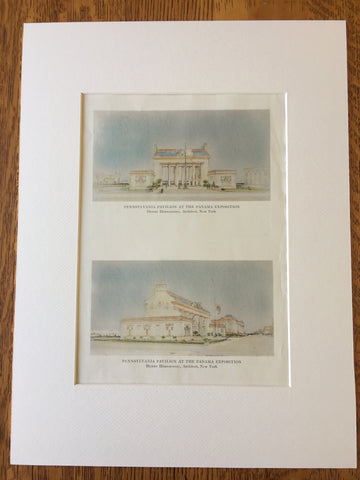 Pennsylvania Pavilion, Panama Expo, San Francisco, 1914, Original Hand Colored -