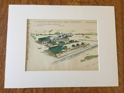 Standard Underground Cable Works, Brinton, PA, 1892, Original Hand Colored -