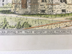 14th District Police Station, Philadelphia, PA, 1876, Original Hand Colored -