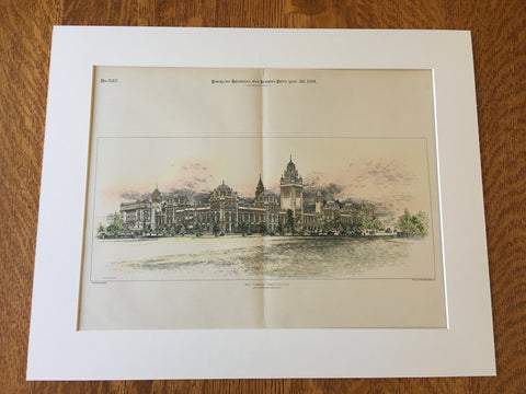 South Kensington Museum, London, UK, 1891, Aston Webb, Original Hand Colored -