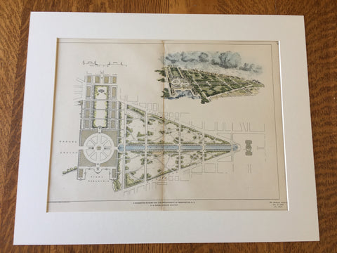 Improvement of Washington DC by H A Caparn, 1903, Original Hand Colored -