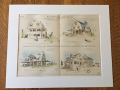 Summer Cottages, 1896, Rand & Taylor, Kendall & Stevens, Original Hand Colored -