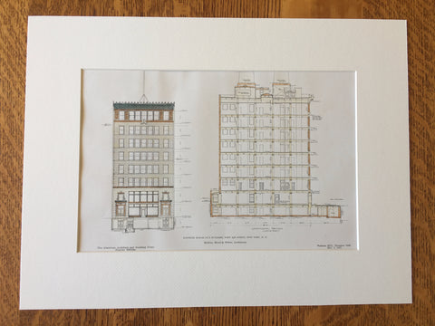 Eastman Kodak, West 23rd St, NY, 1907, McKim Mead White, Original Hand Colored -