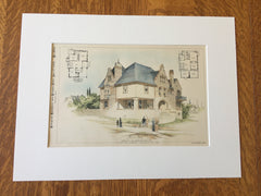 House at Scranton, PA, 1892, E G W Dietrich, Original Hand Colored -