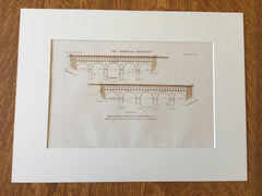 Q Street Bridge, Elevations, Washington DC, 1915, Original Hand Colored -
