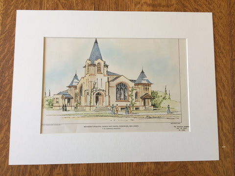 Methodist Episcopal Church & Chapel, Ridgewood, NJ, 1901, Original Hand Colored -