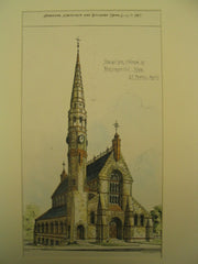 Design for a Church, Northampton, MA, 1877, E. T. Potter