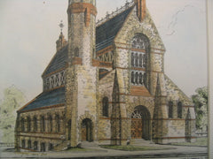 Design for a Church, Northampton, MA, 1877, E. T. Potter