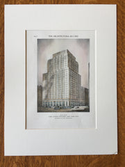 Park Avenue Building, New York, 1928, Buchman & Kahn, Hand Colored Original -