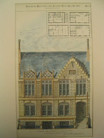 Design for Merchant's Club Building on German St., Baltimore, MD, 1882, J. A. and W. J. Wilson