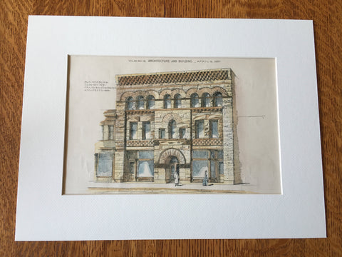 Business Block, Kearney, NE, 1890, Frank, Bailey & Farmer, Hand Colored Original -