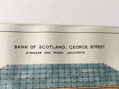 Bank of Scotland, George St, Edinburgh, UK, 1883, Hand Colored Original -