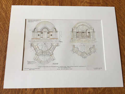 Mausoleum, Sleepy Hollow Cemetery, Tarrytown, NY, 1906, Hand Colored Original -