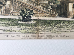 Casino at Villa Doria Pamfili, Rome, Italy, 1897, Hand Colored Original -