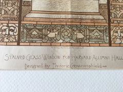 Stained Glass, Harvard Alumni Hall, Cambridge, MA, 1882, Hand Colored Original -
