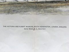 Victoria & Albert Museum, South Kensington, London, 1903, Hand Colored Original -