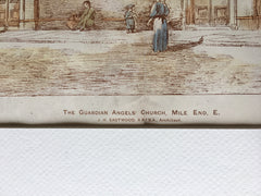 Guardian Angels Church, Mile End, London, England, 1898, Hand Colored Original -
