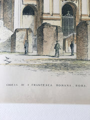 Church of St Francesca Romana, Rome, Italy, 1891, Hand Colored Original -