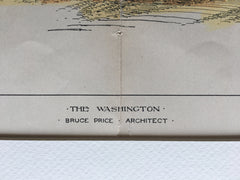 The Washington, New York, NY, 1903, Bruce Price, Hand Colored Original -