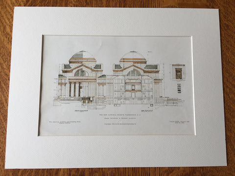 National Museum, Washington DC, 1908, Hand Colored Original -