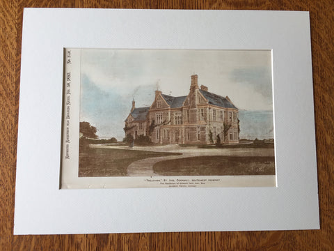 E Hain, Treloyhan, St Ives, Cornwall, Great Britain, 1892, Hand Colored Original -