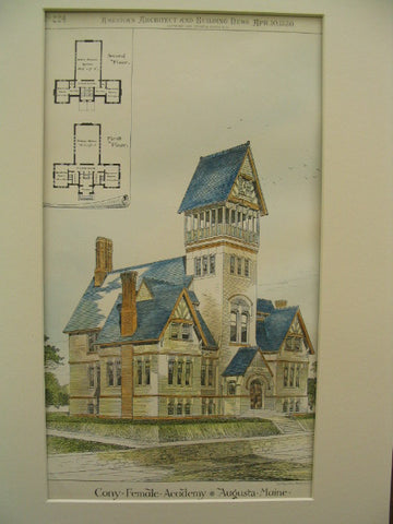 Cony Female Academy, Augusta, ME, 1880, C. J. F. Bryant