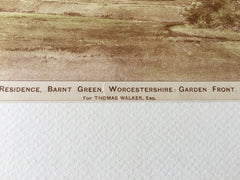 Thomas Walker, Barnt Green, Worcestershire, England, 1891, Hand Colored Original -