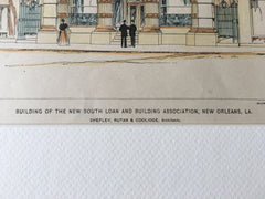 New South Loan & Building Assoc., New Orleans, LA, 1896, Hand Colored Original -